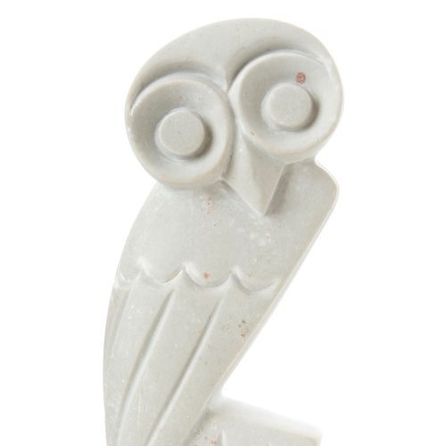 White Serpentine Stone Owl Sculptures from Zimbabwe Small White Serpentine Stone Owl Sculpture