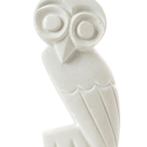 White Serpentine Stone Owl Sculptures from Zimbabwe Medium White Serpentine Stone Owl Sculpture