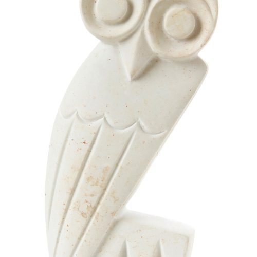 White Serpentine Stone Owl Sculptures from Zimbabwe Large White Serpentine Stone Owl Sculpture